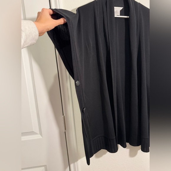 Exclusively Misook Black Open Front Acrylic Cardigan Womens Size Medium - Picture 4 of 10